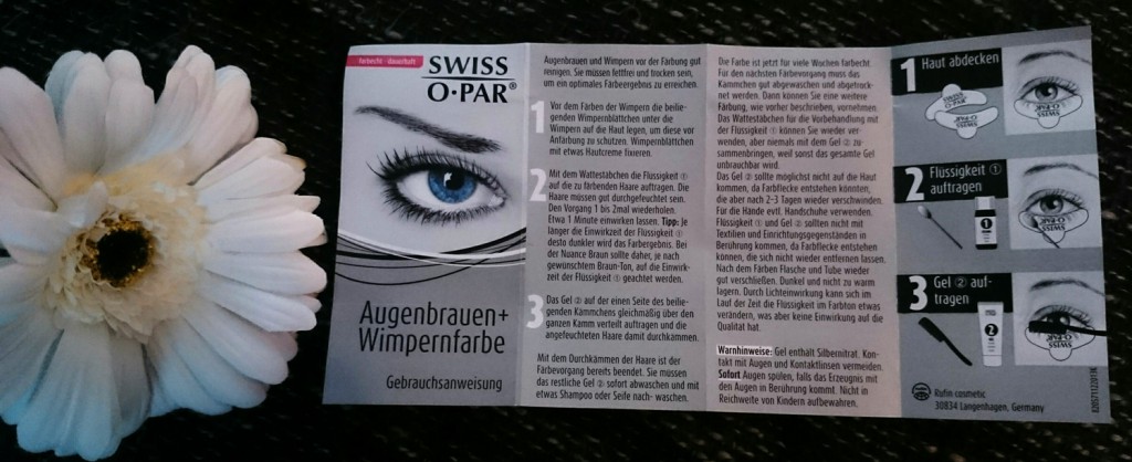 Packungsbeilage mit Anwendungstipps fürs Wimpernfärben, nicht Augenbrauenfärben